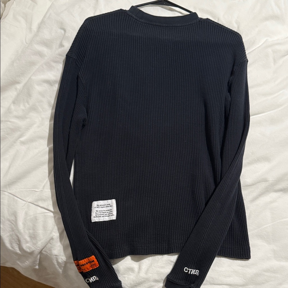 Heron Preston Black Waffle Knit Top with White and Orange Details - Picture 2 of 2